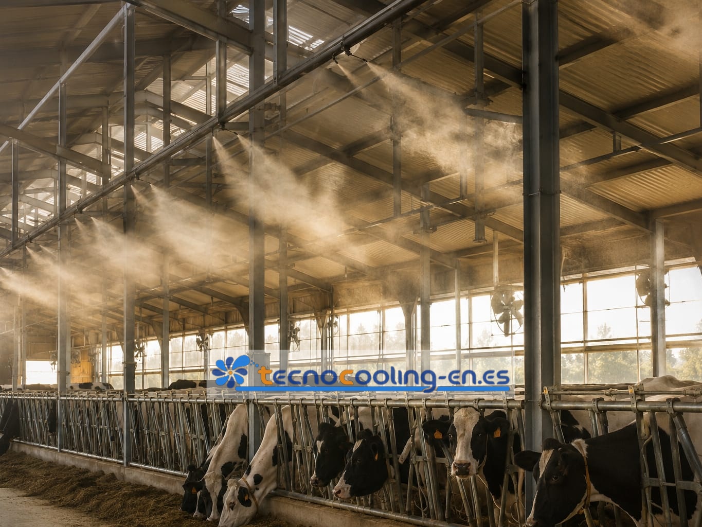 Sistema de nebulización en establo de vacas